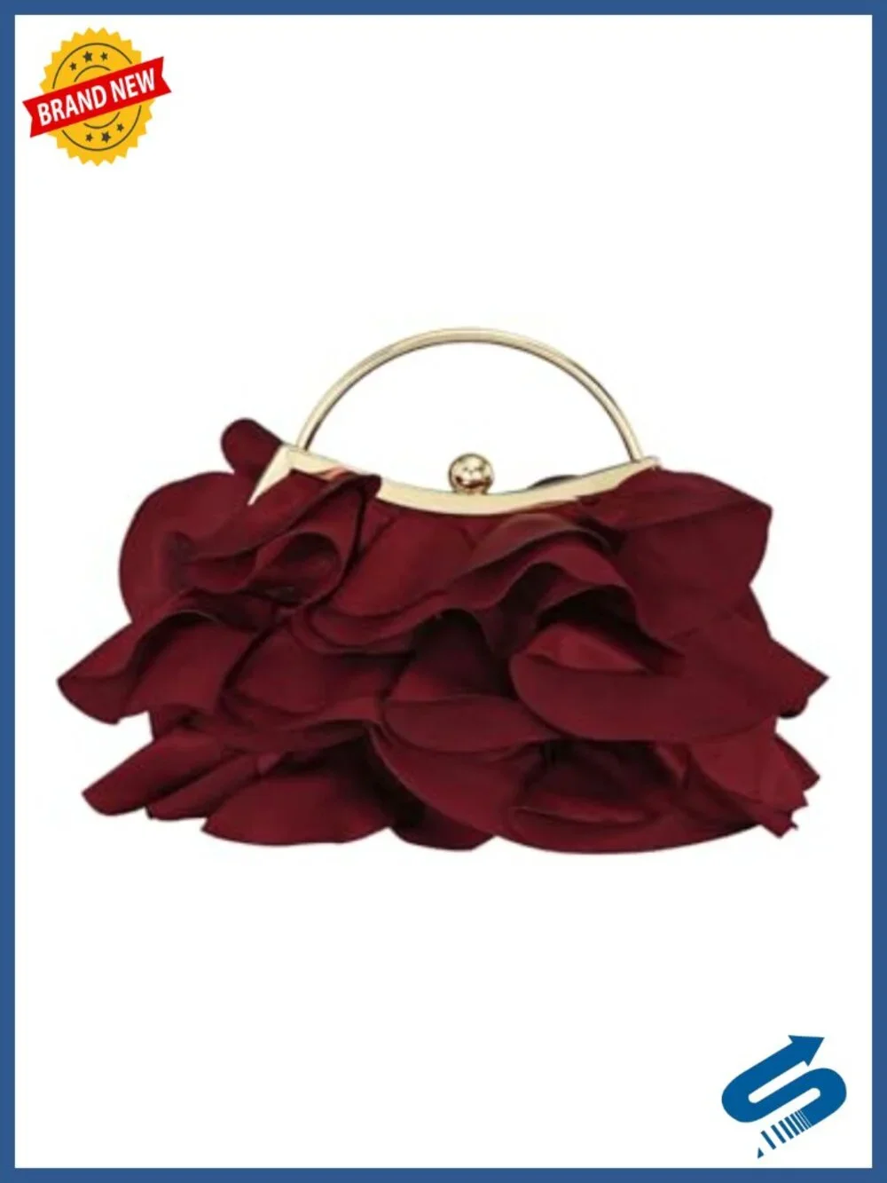 Satin Floral Evening Clutch Purse Bridal Wedding Bag Detachable Chain Crossbody